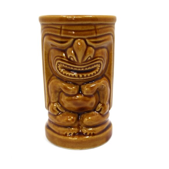 Orchids of Hawaii Vintage Tiki Mug R-91 Japan Dark Brown Ceramic 5 1/8" Aloha - Picture 1 of 7